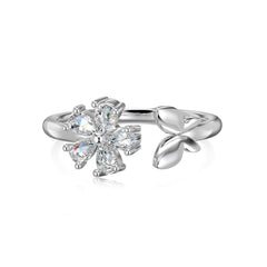 Aetolia Cute Pink Butterfly Flower Ring High Quality 925 Silver Cz Zircon Original Open Adjustable 18K Gold Plated Rings For Women