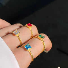 Aetolia New Trendy Green Pink Moonstone Blue Sapphire 925 Sterling Silver Ring Jewelry Women Boho Healing Gemstone Solid Zirconin