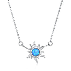 Aetolia Luxury Jewelry Sun Heart Shape 925 Sterling Silver Minimalist Dedicate Heart Chain Necklace With Opal Stone
