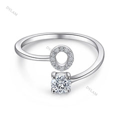 Aetolia Custom Adjustable Finger Fine Jewelry luxury 925 Sterling Silver Engagement Ring Set Letter Initial Wedding Rings Women