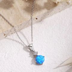 Aetolia Fashion Jewelry Wholesale 925 Sterling Silver Chain Cubic Zirconia Stone Charm Necklace Pendant Blue Opal Necklaces For Women