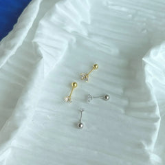 Aetolia Full Size Gold Plated Earrings Tiny Sterling Silver 925 18K Fashion Simple Small Stud Zircon 5A CZ Earrings