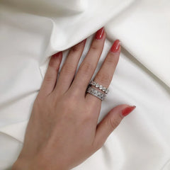 Aetolia Minimal finger New Fashion S925 Silver heart stone 5a cz ring band luxury wedding rings for Women