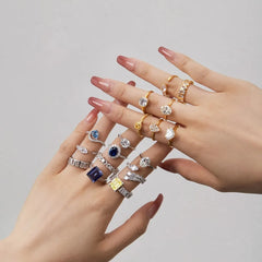 Aetolia Luxury Women Wedding Ring Dainty Glitter Cz Cubic Zirconia Big Chunky 925 Sterling Silver Rectangle Diamond Rings Jewelry Women