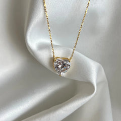 Aetolia Custom Trendy Heart Shape stone Pendant 8A ZIrcon Gold Plated Sterling Silver Wedding Engagement Necklace