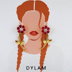 Aetolia Plant Flower Fashion Earrings Trend Jewelry Drop Statement Gold Earrings Set with Card 21524 Earring Women