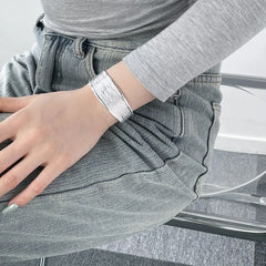 Aetolia Personalized Design Texture Jewelry Stripe Wide S925 Sterling Silver Bracelet Open Cuff Bracelets Bangle For Women Man