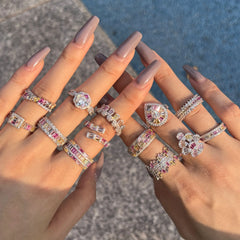 Aetolia Pink Rainbow 925 Sterling Silver Cz Diamond Personality Rings Jewelry Women Engagement Wedding Ring Anniversary Band