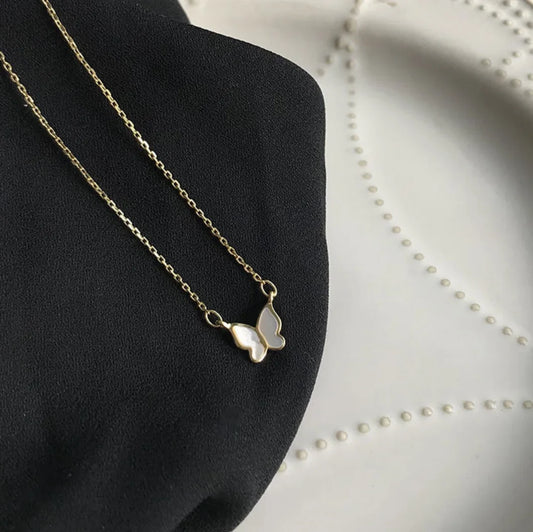 Aetolia Aetolia Hot sell Korea Necklace Dainty Women's 18K Lightweight Butterfly Sterling Silver Mini Shell Butterfly Necklace