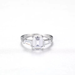 Aetolia 925 Sterling Silver 18K Gold Plated 4 Prong Emerald Cut Engagement Wedding Ring SR20121202