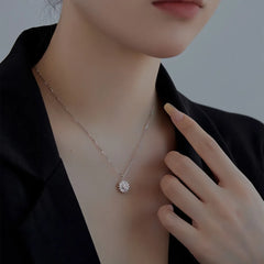 Aetolia 925 Sterling Silver Cubic Zirconia Spinner Necklace Female Round Pendant Ins Korea Diamond Necklaces 18K Gold Plated Jewelry