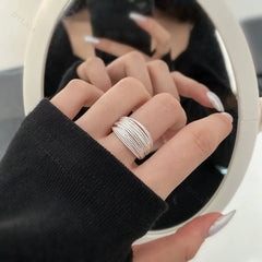 Aetolia Fine Jewelry Daily Wear S925 Sterling Silver ring Rhodium 18k Gold Plated Wide Layer Round Beaded Jewelry Rings jewelry women