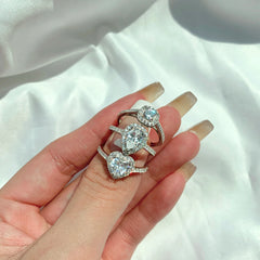 Aetolia AAAAA CZ 925 Heart Teardrop Diamond Ring Jewelry Crushed Iced Out Silver Wedding Ring Set Sterling Silver Engagement Ring