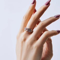 Aetolia Luxury Open S925 Sterling Silver Cubic Zirconia Cuban Ring 925 Silver Zircon Oval Circle Adjustable Finger Rings For Women