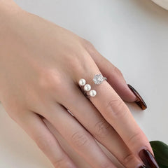 Aetolia Exquisite Factory Price Jewelry Shell Pearl Ring Female Engagement Diamond Open Adjustable S925 Sterling Silver Rings