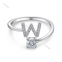Aetolia Custom Adjustable Finger Fine Jewelry luxury 925 Sterling Silver Engagement Ring Set Letter Initial Wedding Rings Women