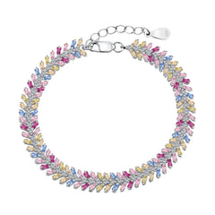 Aetolia Heart Butterfly Rainbow Pink Stone Adjustable S925 Sterling Silver Bracelets Women CZ Tennis Bracelet Femme Jewelry Set