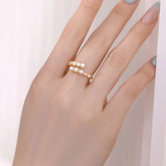 Aetolia Iced Out S925 Sterling Silver Shell Pearl Ring Open Adjustable Shinning Diamond Cz 18K Gold Plated Finger Rings For Women