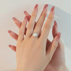 Aetolia High Quality Trendy Freshwater Pearl Rings S925 Sterling Silver Rings Elegant Geometric Round Shape Rings For Women