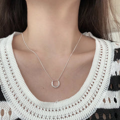 Aetolia Minimalist 18K Gold Plated Round Geometric Three Circle Pendant Necklace 925 Sterling Silver Necklaces For Women Jewelry