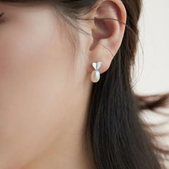 Aetolia Wholesale Custom S925 Sterling Silver Cz Cubic Zirconia Earring Manufacturer Dainty Heart Pearl Drop Stud Earrings For Women