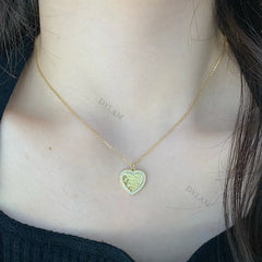 Aetolia New Arrival Verified Factory 18K Gold Plated Love Big Heart Shaped Letter Pendant S925 Small Zircon Necklace Link For Girl