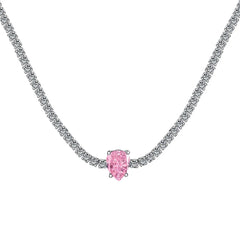 Aetolia Low Moq Vintage CZ Cubic Zirconia Pink Blue Square Heart Pendant 925 Sterling Silver Cuba Chain Link Tennis Necklaces For Women