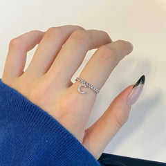 Aetolia Fashion Jewelry Trend Wholesale Ring Party Gift S925 Sterling Silver Stackable Initial Letter A-Z Rings For Women Daily Wear