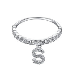 Aetolia Fashion Jewelry Trend Wholesale Ring Party Gift S925 Sterling Silver Stackable Initial Letter A-Z Rings For Women Daily Wear