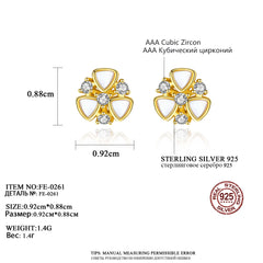 Aetolia 925 Sterling Silver 18K Gold Plated Sea Shell Tiny Floral Shape Stud Earrings FE-0261