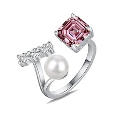 Aetolia Custom 925 Sterling Sliver Irregular Ring For Women Cubic Zirconia Shell Pearl Rings Statement Elegant Adjustable Open Jewelry