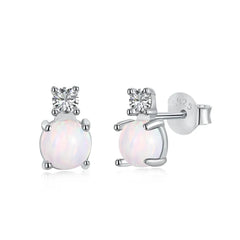 Aetolia Custom Wholesale Round Cute Cubic Zirconia Earring 925 Sterling Silver Blue Fire Opal Stud Earrings For Women