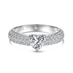 Aetolia Classic S925 Silver Set Cz Heart Ring Pink Blue Diamond Wedding Ring Couple Engagement Band Bridal Set Rings Jewelry Women