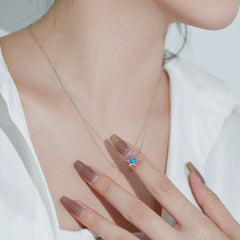 Aetolia Fine jewelry cubic zirconia Sun Flower shape blue Opal Choker Necklace Hawaiian Necklace Flower Chocker Necklaces for Women