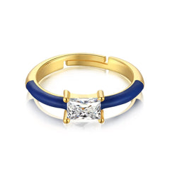 Aetolia Acrylic Colorful Chunky Ring Anillo 925 Sterling Silver 18K Gold Open Adjustable Square Enamel Jewelry Amour Rings For Women