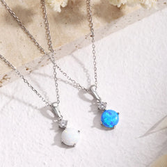 Aetolia Fashion Jewelry Wholesale 925 Sterling Silver Chain Cubic Zirconia Stone Charm Necklace Pendant Blue Opal Necklaces For Women