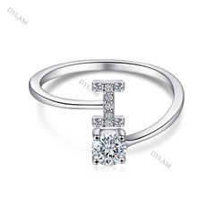 Aetolia Custom Adjustable Finger Fine Jewelry luxury 925 Sterling Silver Engagement Ring Set Letter Initial Wedding Rings Women