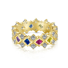 Aetolia Factory Classic Design 925 Sterling Silver Diamond Shape Ring Engagement 18K Gold Colorful Cz Zirconia Rings For Women