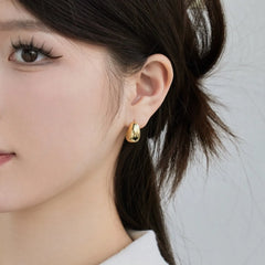 Aetolia Waterproof C Shape Semicircle Stud Earrings18K Gold Plated Stud Earring Chunky Hollowed Statement Hoop Earrings For Women