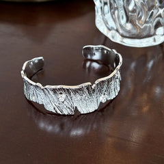 Aetolia New Arrival Irregular Bark Texture Jewelry 925 Sterling Silver Bracelet Hollow Diamond Opening Bracelets Bangles For Women