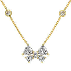 Aetolia High Quality Colorful Butterfly Bow Necklace Set S925 Sterling Silver Simple Clavicle Chain Necklaces Pendants For Women