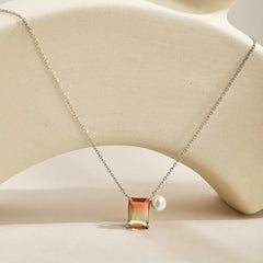 Aetolia New Design 925 Sterling Silver Colorful Necklace Chain Cubic Zirconia Charm Pendant Pearl Necklace For Women Jewelry Gifts