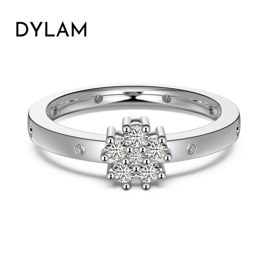 Aetolia Classic S925 Sterling Silver Diamond Ring Band 5A Cz Cubic Zirconia Engagement Flower Shape Wedding Rings For Women Gift