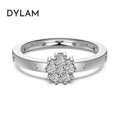 Aetolia Classic S925 Sterling Silver Diamond Ring Band 5A Cz Cubic Zirconia Engagement Flower Shape Wedding Rings For Women Gift