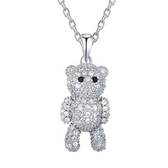 Aetolia Fashion 18K Gold New Design Cute Bear Animal Pendant collar de plata Wholesale Silver Jewelry Necklace Design For Children