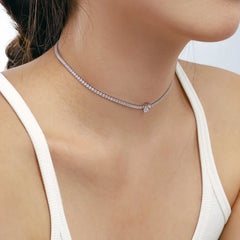 Aetolia Fine Jewelry Cz Cubic Zirconia Water Drop Pendant Necklace Choker Women Blue Pink Tennis Cuba Chain Teardrop Necklaces For Women