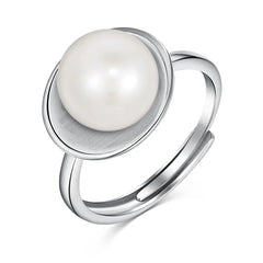 Aetolia High Quality Trendy Freshwater Pearl Rings S925 Sterling Silver Rings Elegant Geometric Round Shape Rings For Women