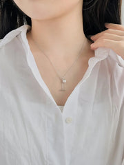 Aetolia Hypoallergenic Non Tarnish Nickel Free Rhodium 18K Gold plated S925 Sterling Silver Shell Pearl OT Buckle Pendant Necklace