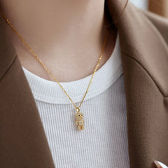 Aetolia Fashion 18K Gold New Design Cute Bear Animal Pendant collar de plata Wholesale Silver Jewelry Necklace Design For Children