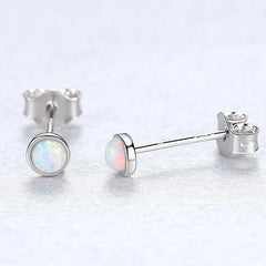 Aetolia Sterling Silver with no minimum jewelry Design White Blue Opal Stud Earrings for Girls Dylam jewelry